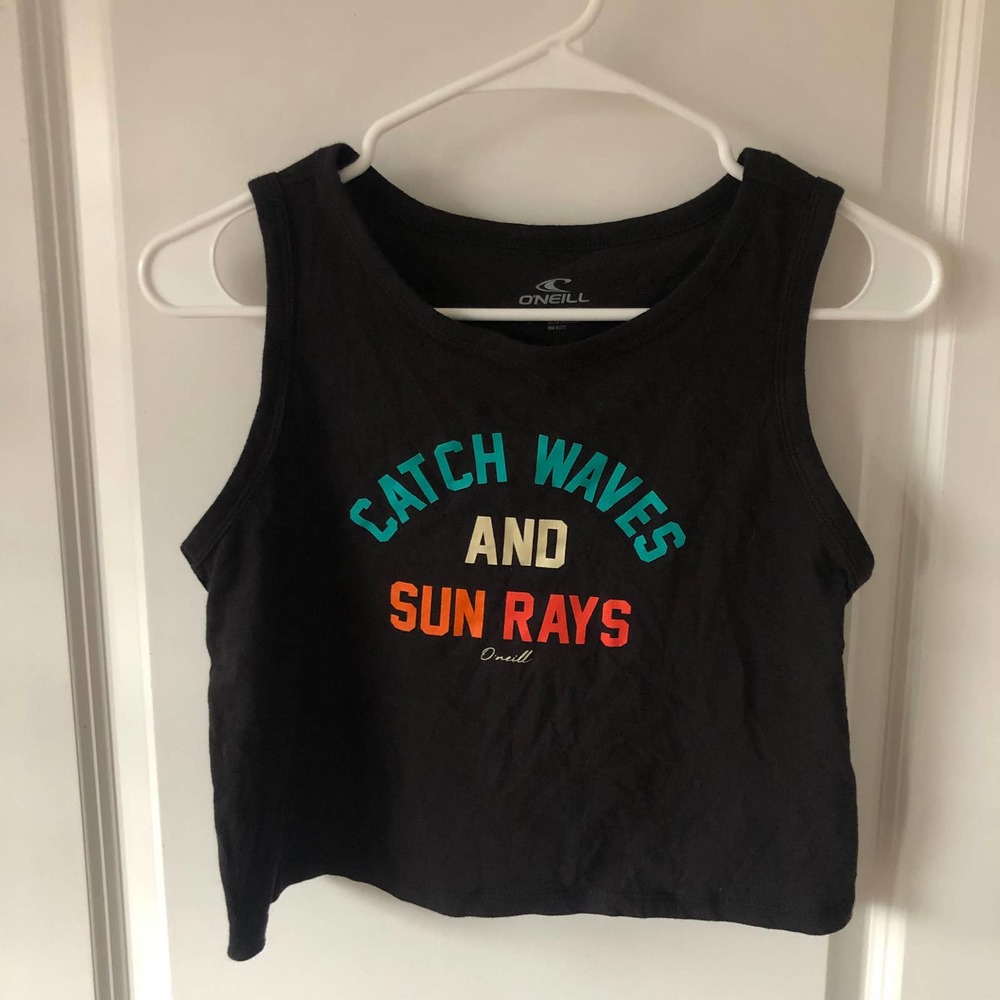 O'Neill Catch Waves and Sun Rays Girl's Black Tank Top SIze L